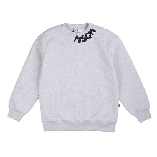 Felpa ragazzo/a in cotone, grigia, MSGM.