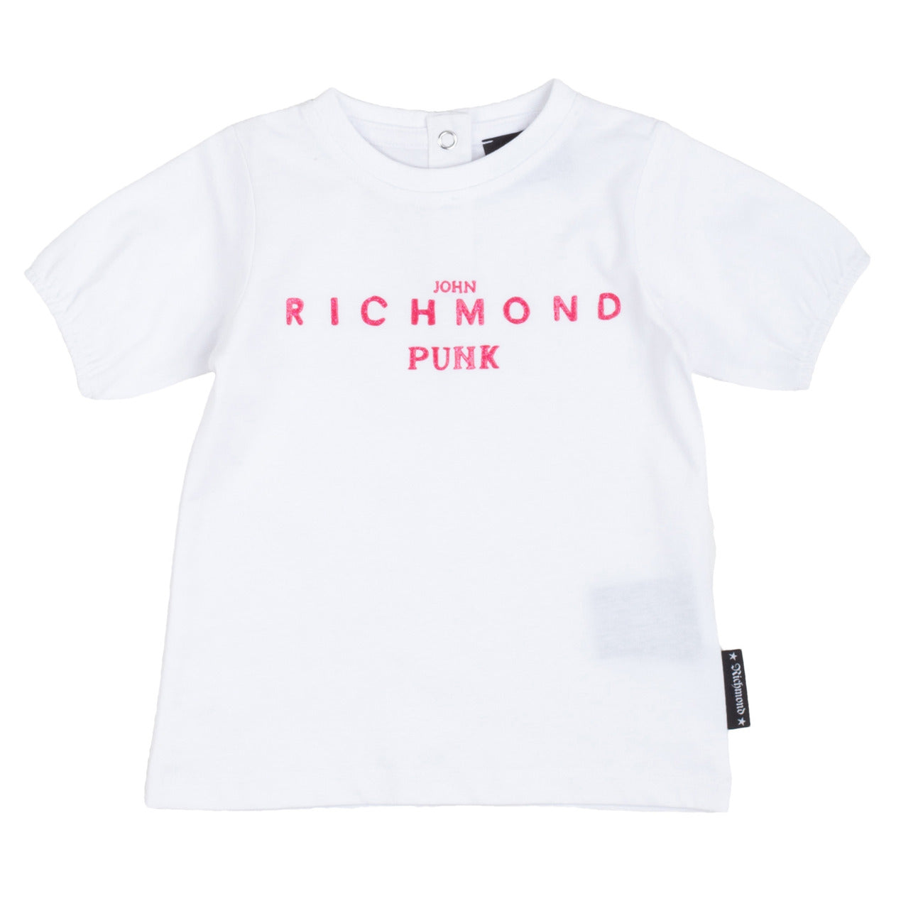 T-shirt bianca e rosa in cotone, bimba, John Richmond - IrisBlu